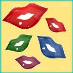 Various Abstract Mouths with Colourful Glossy Lips